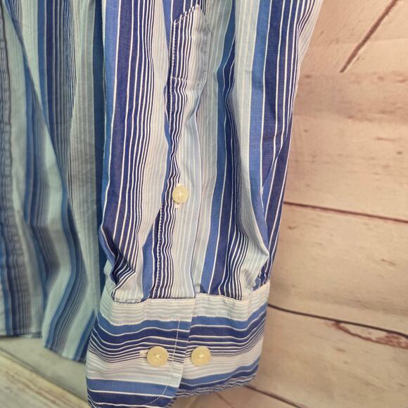 Nautica Vintage XXL Blue White Striped Long Sleeve Button up Shirt - Picture 5 of 5